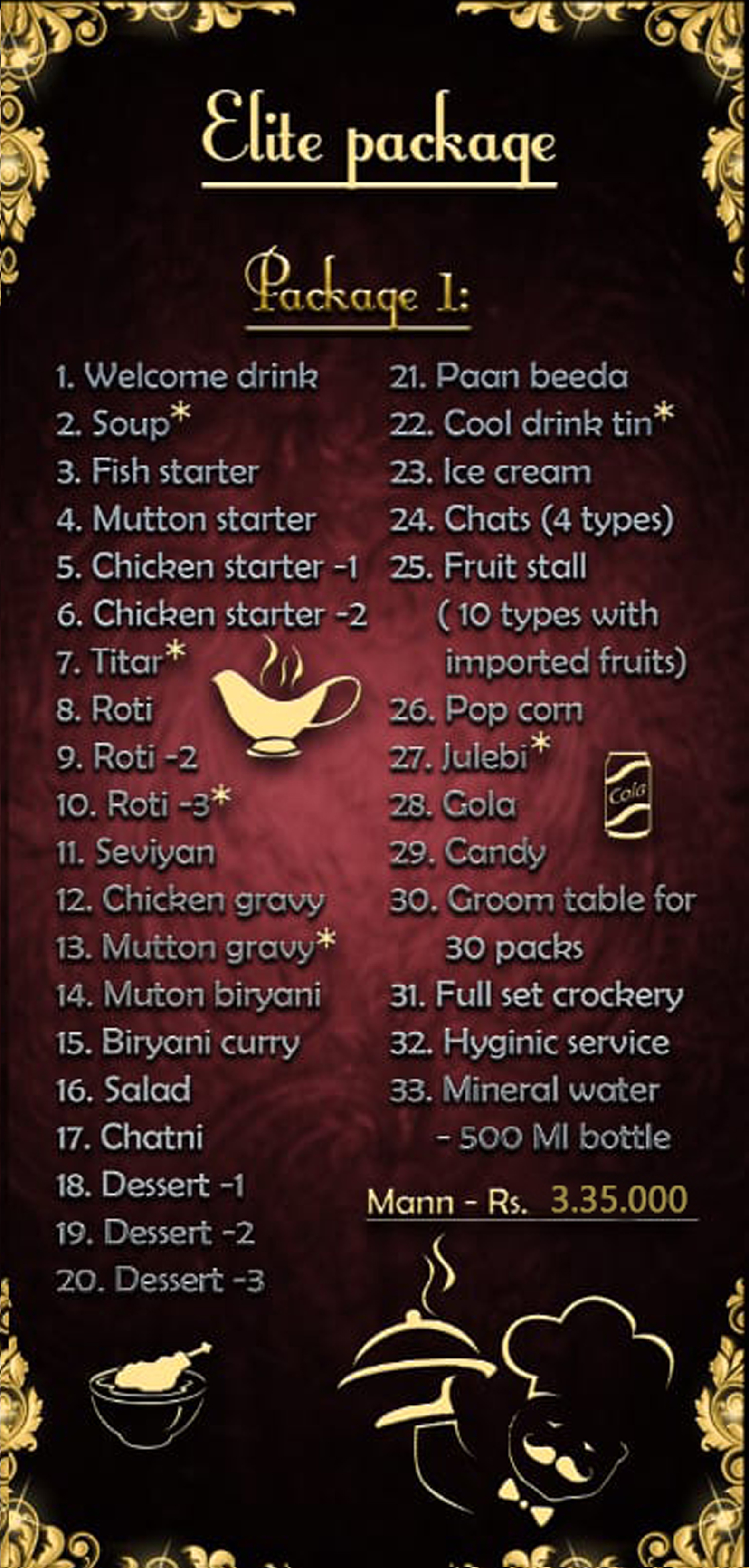 Bangalore Biryani Elite 33-Course Catering Package BTM Layout